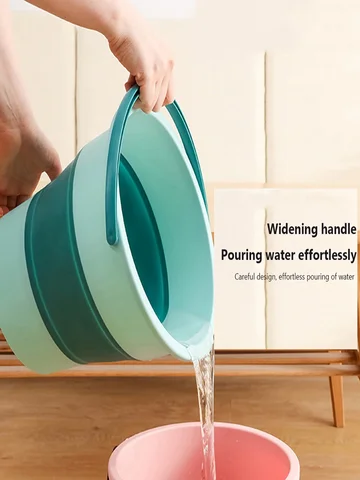 5/10/17L Portable Folding Bucket Multifunctional Thickened Silicone Bucket for Car Washing and Fishing Camping Folding Bucket