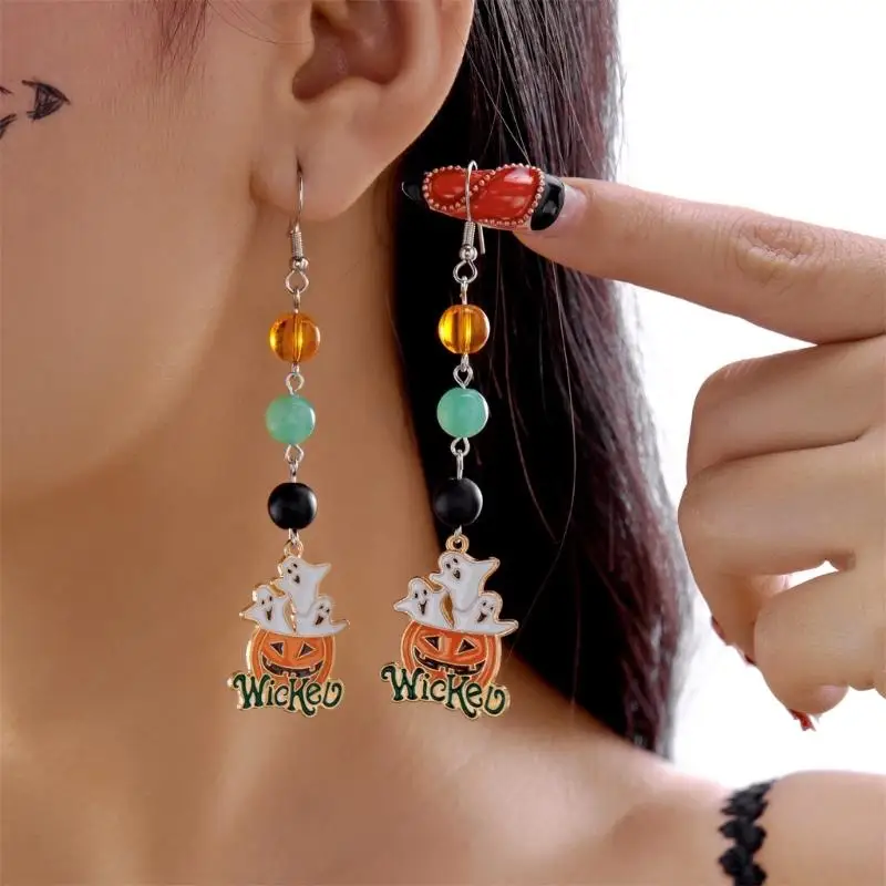 Special Pumpkin Drop Earrings Asymmetric Design Versatile Party Accessory For Women Girls Costume Gatherings Y08E