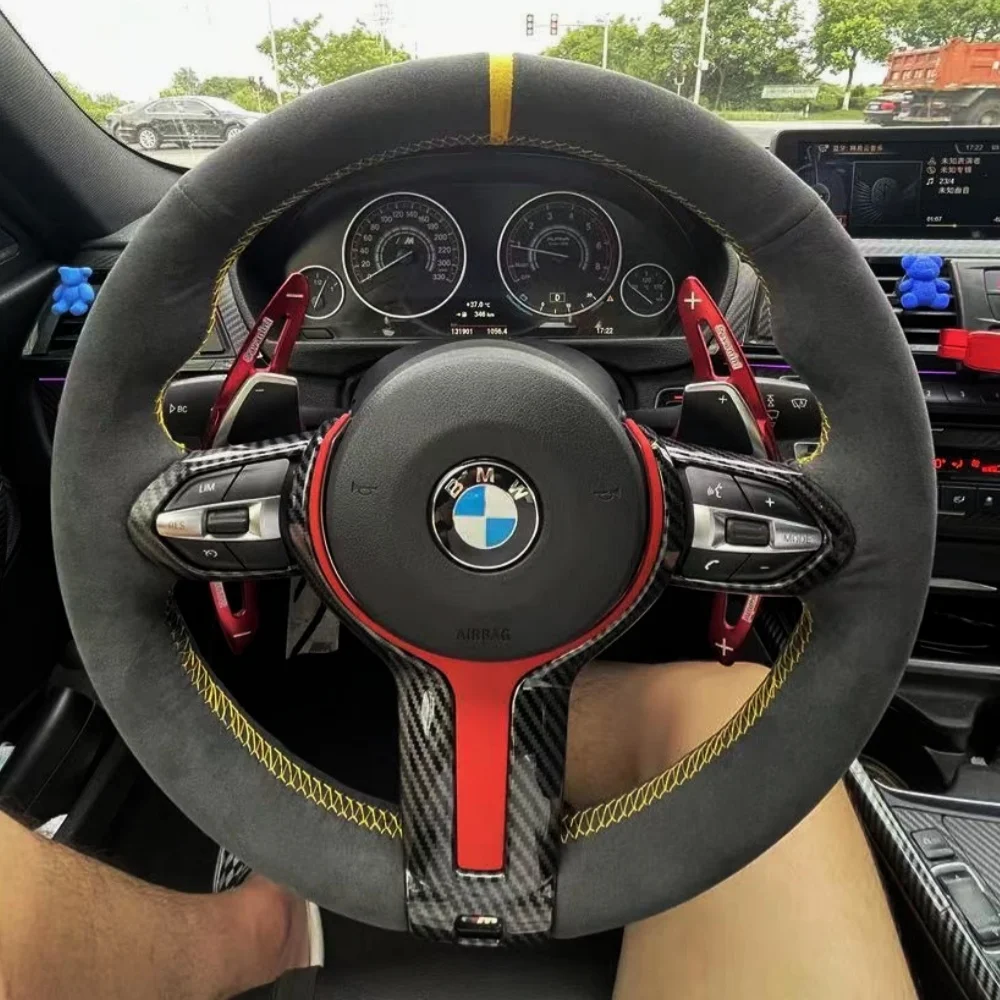 Customization Car Steering Wheel Cover Accessories Hand Sewing Suede Leather Non-Slip For BMW M Sport F06 F10 F15 F16 F20 F21