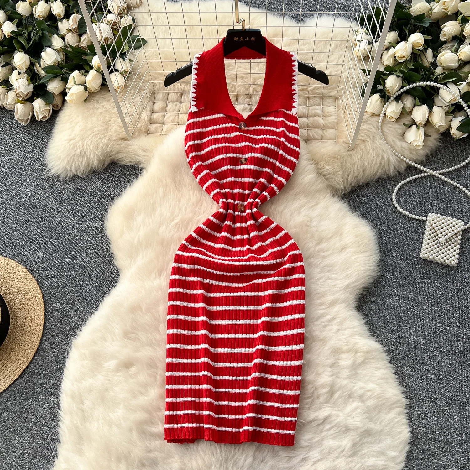 Halter magro verão sexy malha mini vestido blackless cinta de espaguete vestido de festa feminino casual festa bodycon elástico vestidos