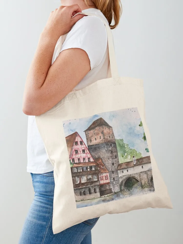 حقيبة يد من Nürnberg حقيبة تسوق قماشية محمولة حقيبة تسوق جامعية للمتسوقين قماش نسائي