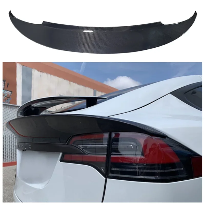 Fits For Tesla Model X 2016 2017 2018 2019 2020 2021 2022 High Quality Carbon Fiber & Forged Grain Rear Trunk Lip Spoiler Wing