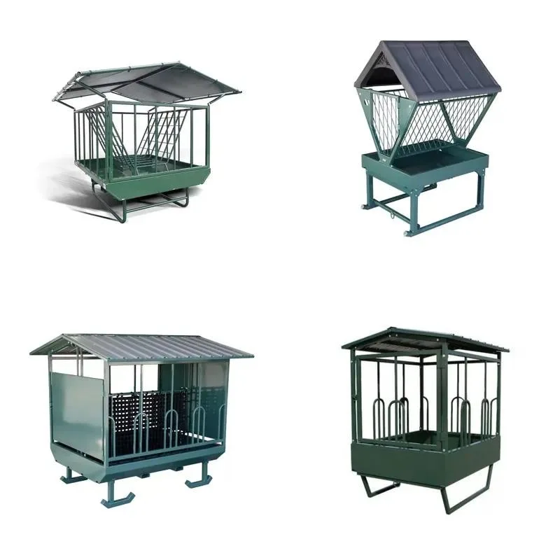 Metal Hay Feeder with Roof for Livestock and Horses