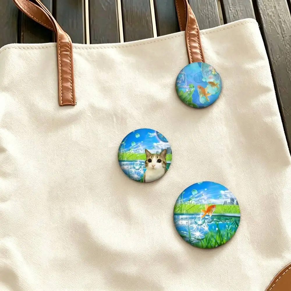F-Frutiger Aero Glossy Glass Nostalgic Y2K Tech Nature  25 32 44 58 75mm Badges Personalized Round Brooches Pins Accessory Gift