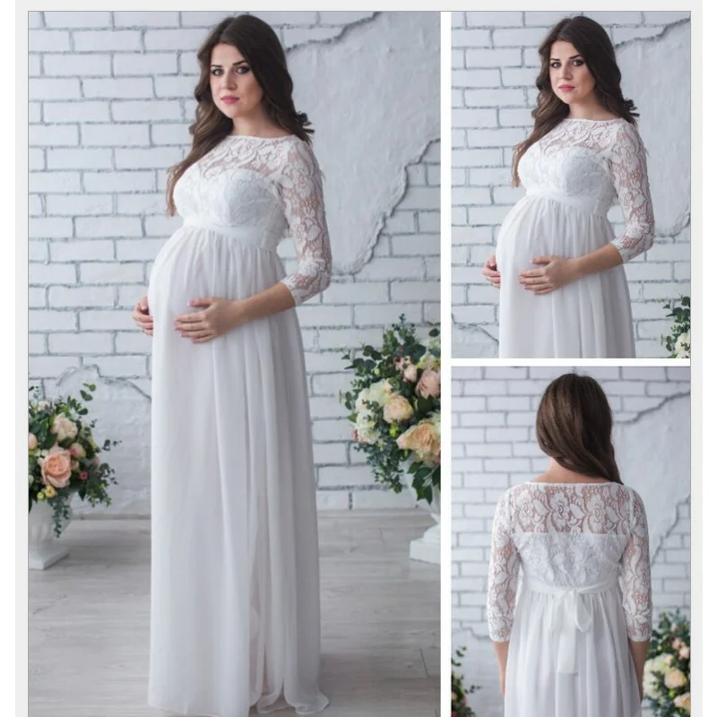 Pregnant Mother Dress Maternity Photography Props Women Pregnancy Clothes Lace Dress For Pregnant Photo Shoot Clothing