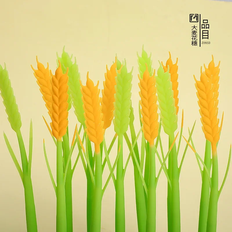 

48PCS Creative Cute Soft Silicone Barley Flower Ear Needle Tube Neutral Pen Student Water based Signature Pen Black