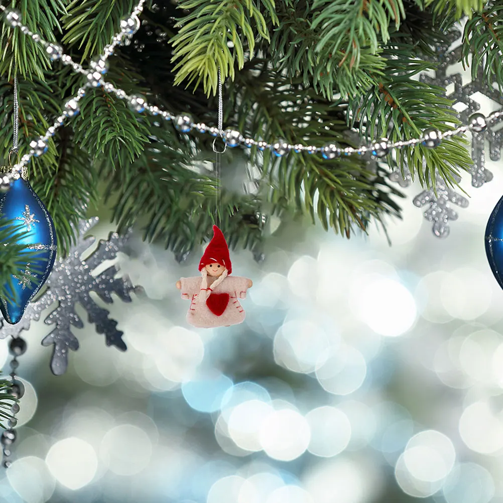 

6pcs Wool Felt Ornament Adorable Witch For Christmas Tree Decor Festival Party Decoration Desktop Xmas Adorn