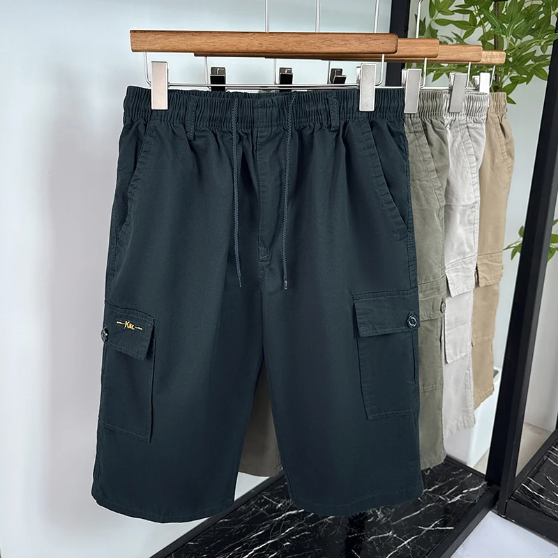 100% pure cotton summer casual shorts men new trendy classic real pocket design comfortable breathable loose cropped pants