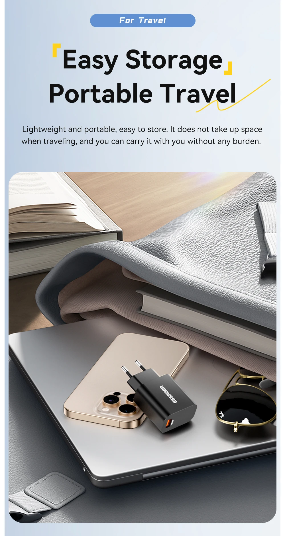 Essager 18W QC3.0 USB A Charger USB Quick Charge 3.0 Fast Wall Charger for Samsung S24 Huawei Xiaomi iPhone Mobile Phone Charger