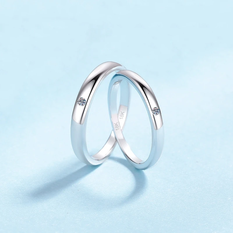 Unisex Engagement 18K White Gold Women Men Wedding Rings Lovers Moissanite Diamond 0.25CT Girl Boy Birthday Gift Valentine's Day