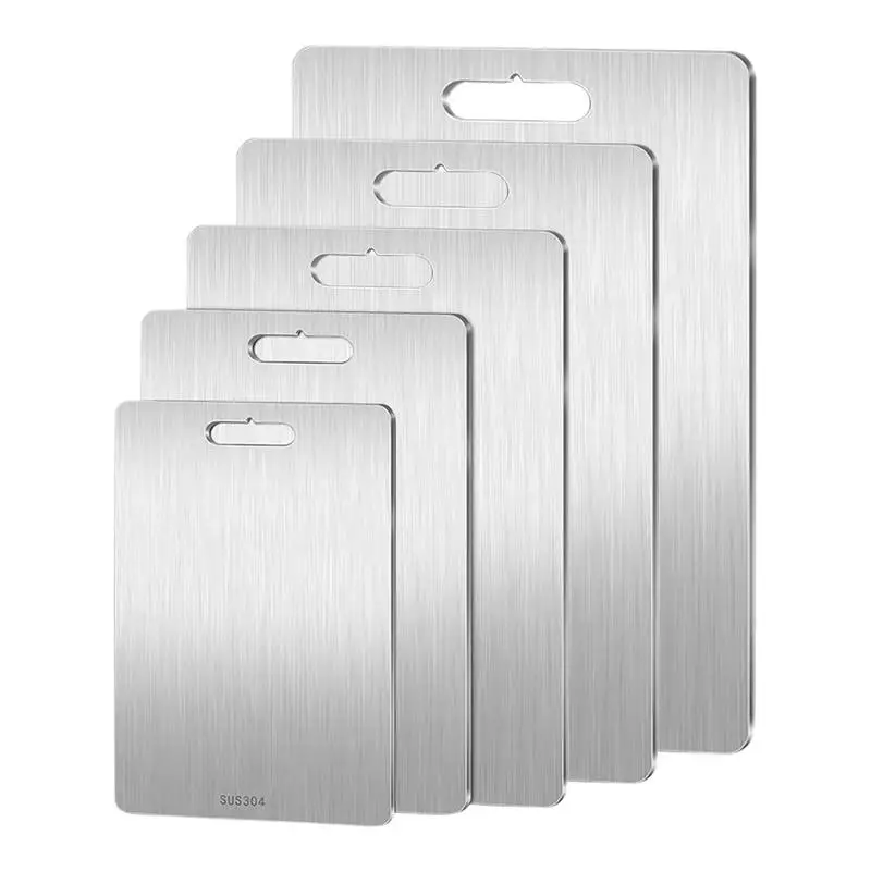 

Titanium Cutting Boards for Kitchen Double-Sided Chopping Board 304 Stainless Steel Food Cutting Mat Serving Tray for Cooking