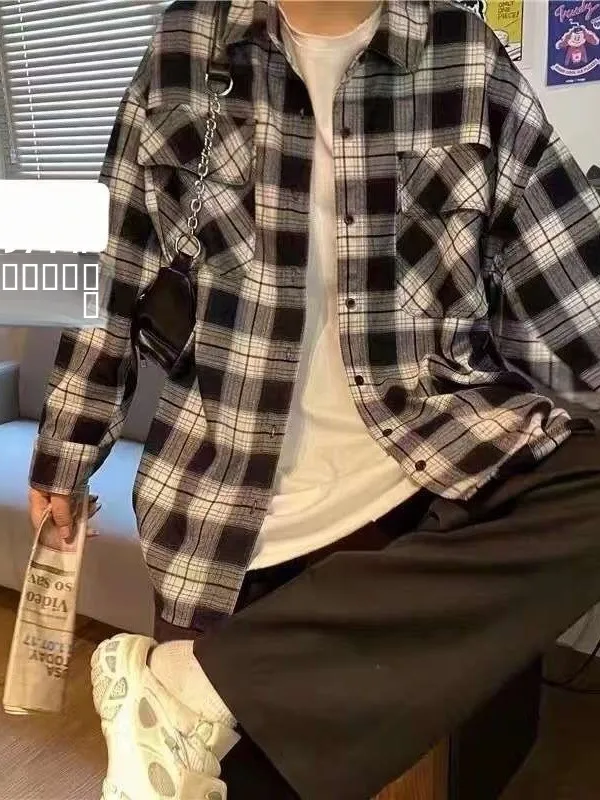 

Autumn Plaid Loose Casual Women's Shirt Figure Flattering Clean Fit Long Sleeve Cotton Blend Shirt for Ladies