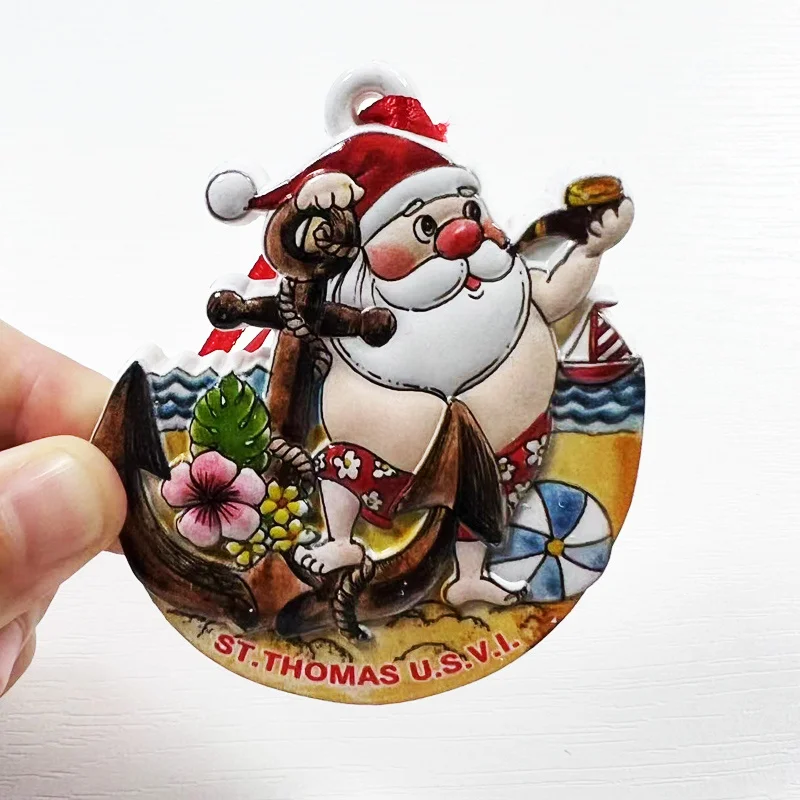 

3D Santa Claus refrigerator magnets, creative hanging decorations, Christmas ornaments, travel souvenirs