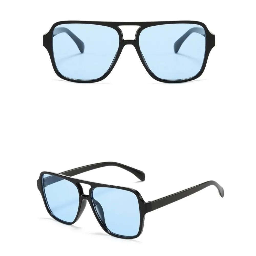Vintage Big Frame Square Sunglasses Double Beam UV400 Pilot Sun Glasses Punk Leopard Print Retro Eyewear Unisex