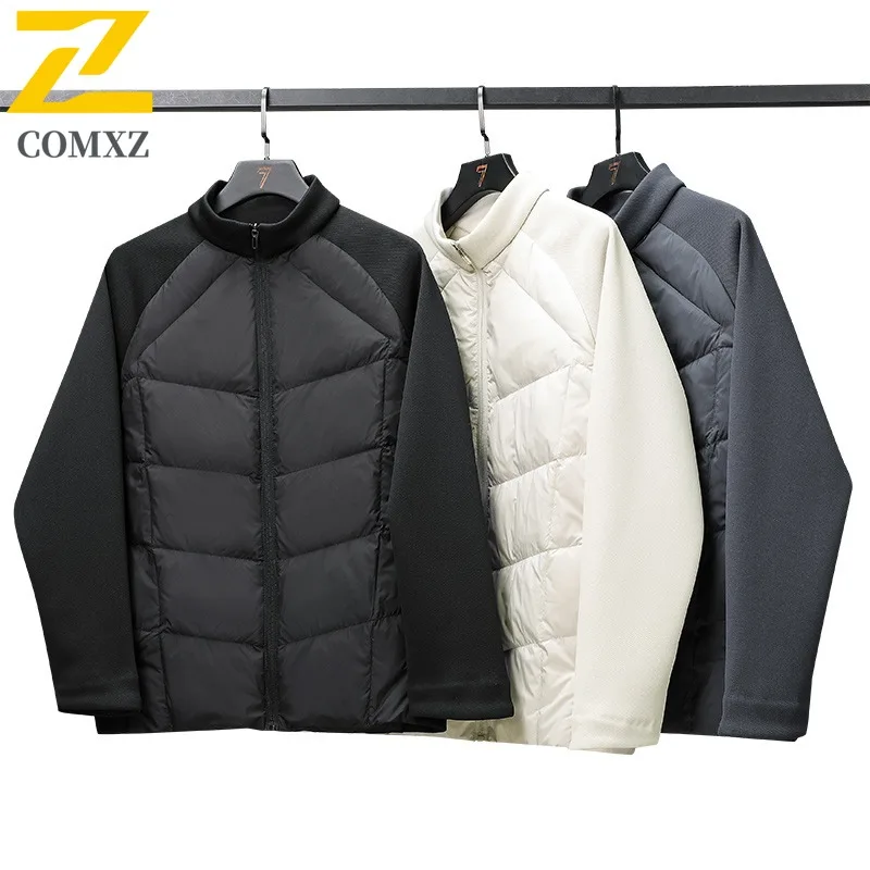 COMXZ 2025 Men Winter Stand Collar Puffer Jacket American Style GrapheneThickened Waterproof Windproof Casual Outdoor Sport Coat