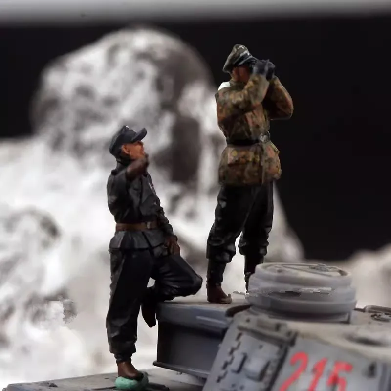 1/72 Scale 2Pcs German Observation Group of Two Winter Armored Soldiers Action Figures Model DIY Scene Accessory Collection Toy