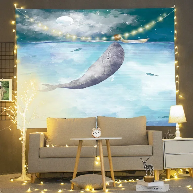 Creative Whale Tapestry Ins Nordic Wall Hangings Home Decoration 95*73cm Background Cloth Beach Towel Bath Towel Wrap Skirt