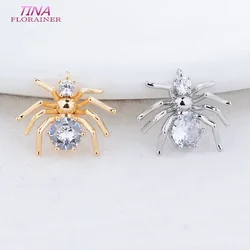 15x13MM 14K Real Gold Plated and Zircon Spider Charms Pendants Jewelry Making Supplies Diy Accessories