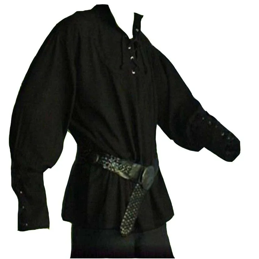 Camicia a maniche lunghe vichinga medievale Costume Cosplay cintura vestito pirata uomo Halloween Cosplay abbigliamento pirata