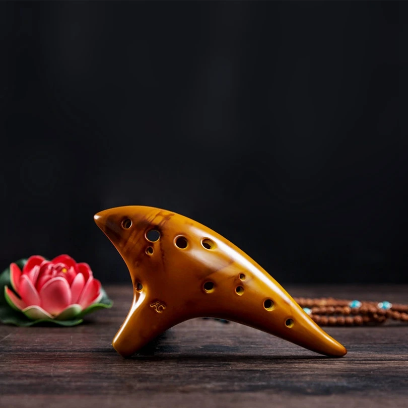 12 Holes Ocarina Zelda Alto ToneC Smoked Burn Ceramic Ocarina Flute with Song Book Neck Cord Carry Bag Musical Instruments