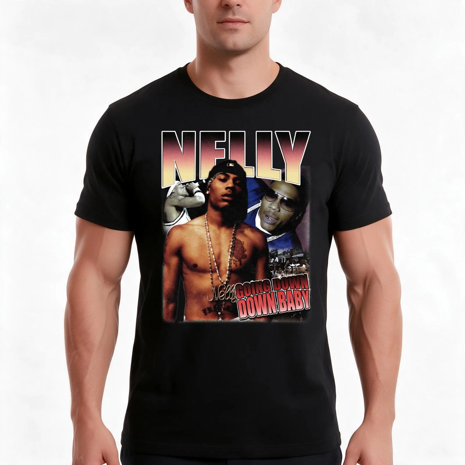 90s Vintage Hip Hop Nelly Going Down Down Baby T-Shirt, Summer Casual Cotton Tee, Oversized Streetwear Tops, Unisex Men Women