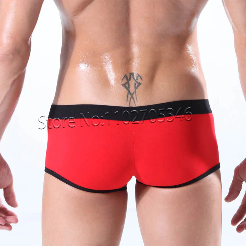 مثير الشاطئ جذوع ملابس داخلية للرجال زلة السباحة موجز ثوب السباحة Boxershort الذكور بيكيني تنفس القطن أكياس مفتوحة الحقيبة المنقولة #6