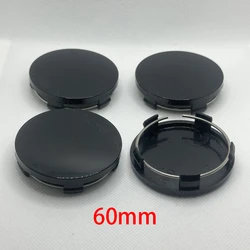 Carro Roda Hub Center Cap, 60mm, ABS, Preto, Prata, Jantes Universais para Veículos, Capa à Prova de Poeira, Hubcaps, 4Pcs, Conjunto