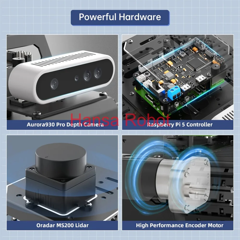 Raspberry Pi 5 ROS หุ่นยนต์ระบบกันสะเทือนรถยนต์อัจฉริยะติดตามแชสซี SLAM Visual AI รุ่นขนาดใหญ่