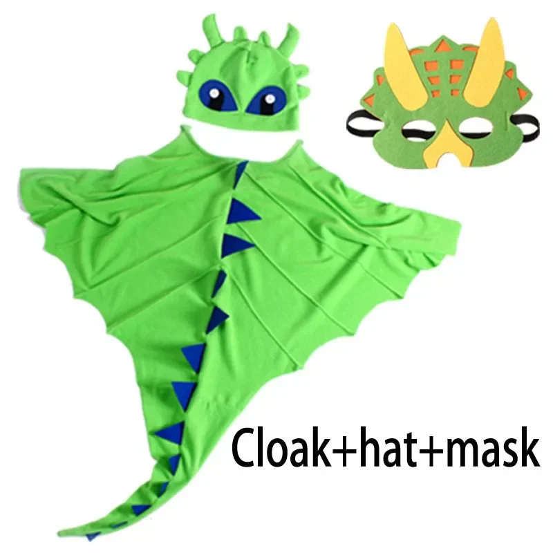 3pcs/set Hot New Dinosaur Cape Hat Mask Cape Party Gift for Toddler Boy Halloween Christmas Cosplay Costume Cosplay Gift