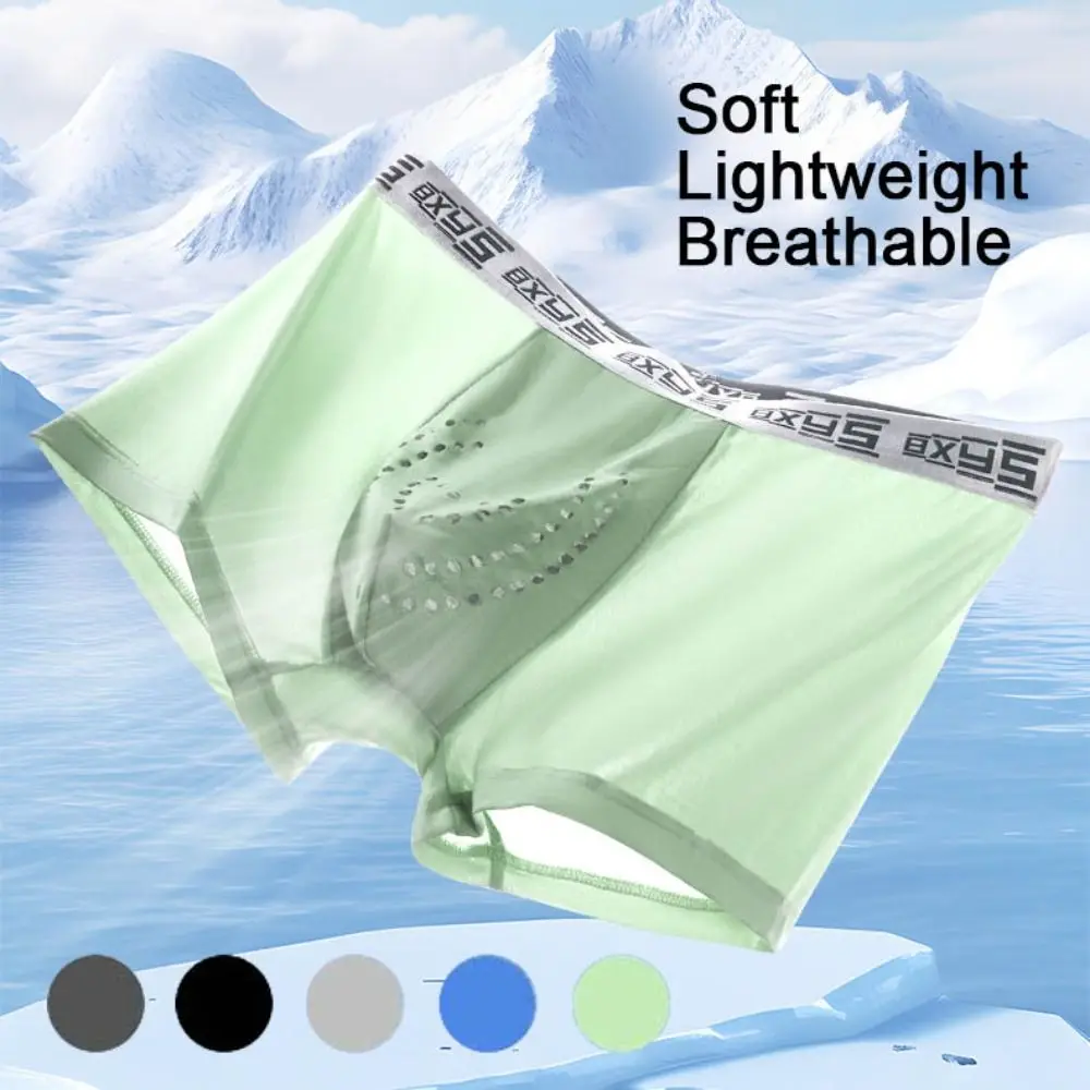 

3Pcs Fashion Mesh Men's Flat Panties Traceless Ice Silk Shorts Boxers Underpants Mid Waist Seamless Briefs Gift