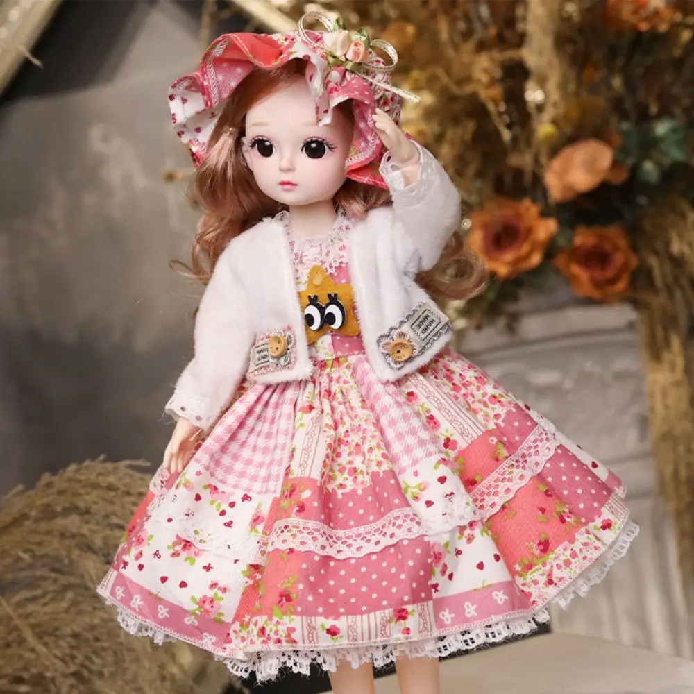 Fairy Plastic 30CM Movable Joint Doll Safety Baby Doll Girl Dress Up Toys With Music 3D Makeup Doll Children