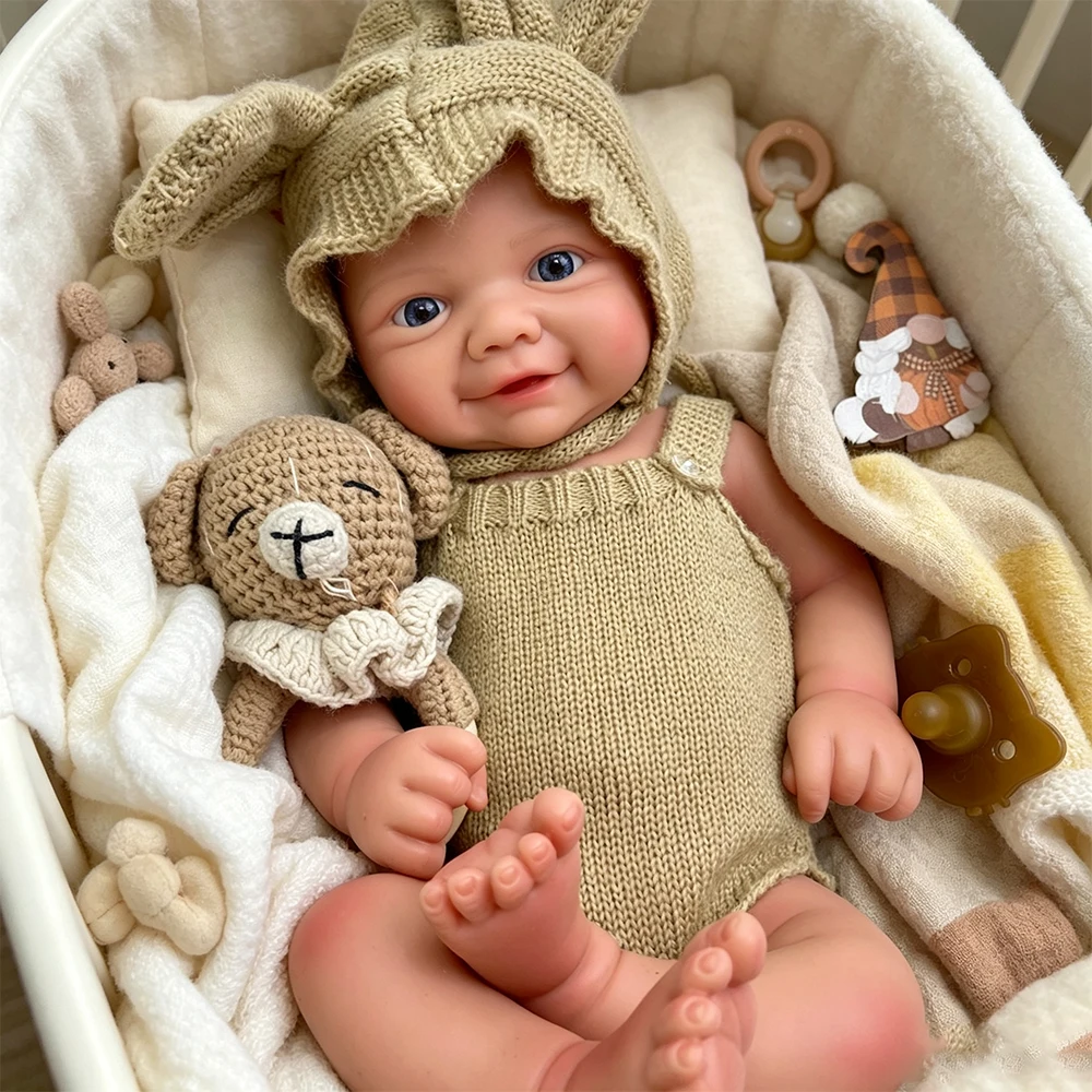 43cm Adorable Vivienne Full Soft Silicone Reborn Girl/Boy Lifelike Detail Features Washable Newborn Doll for Birthday Gift