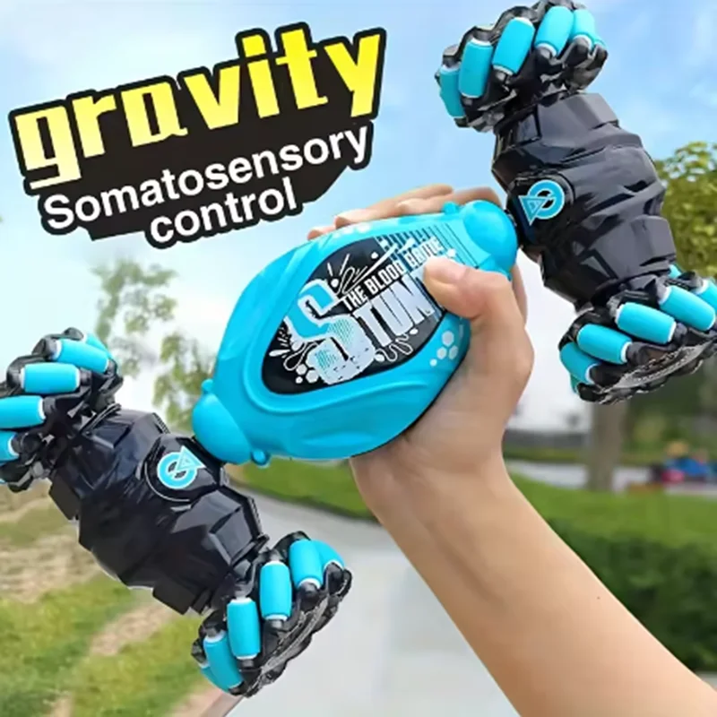 Carro de deriva 4WD RC com luzes LED de música 2.4G Gesto Rádio Controle Remoto Spray Stunt Car 360 °   Presente de brinquedos de carro de escalada giratório