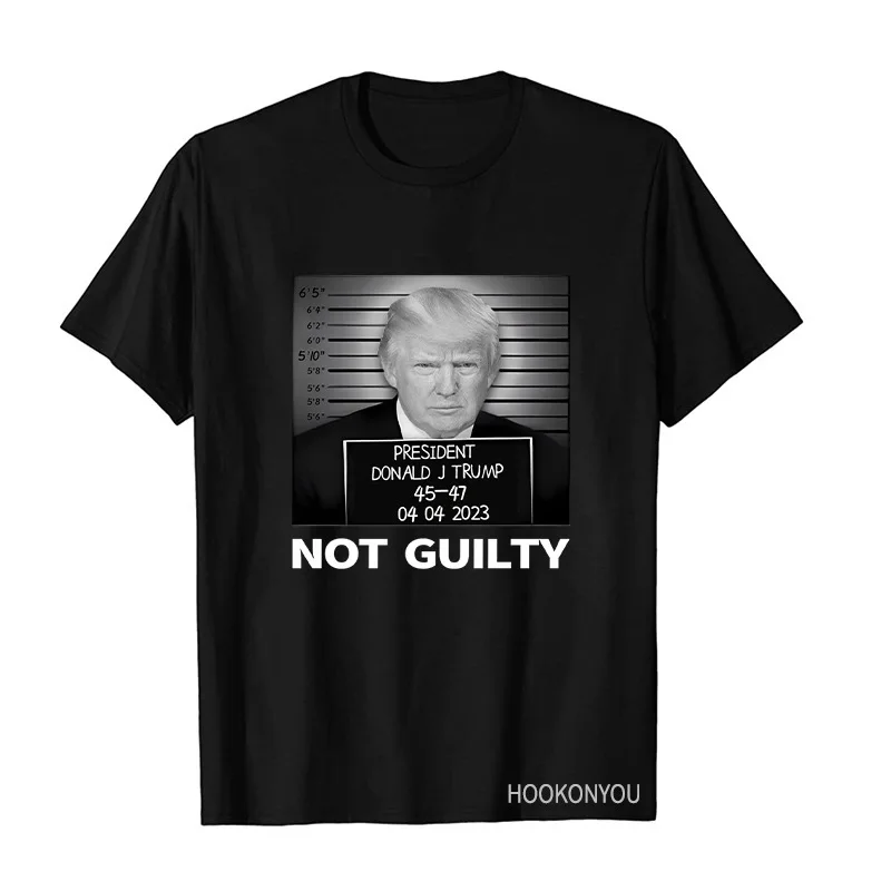 

Donald Trump Not Guilty Unisex T-shirt Multi-color Funny Chest Print Round Neck Short Sleeve Cotton Tee for Women Men