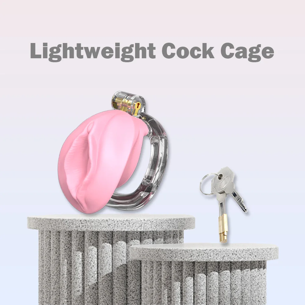 Male Wearable Chastity Cage with Bandage, Lightweight Chastity Device for Men, Cock Cage Penis Lock Pink, Adult Sex Toy Gay BDSM