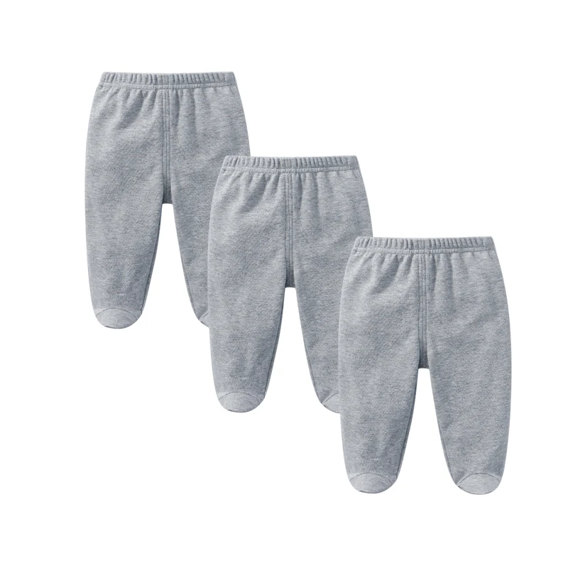 Baby Pants 3-Piece Set 0 To 3 Months Newborn Boys Girls 100% Cotton Foot Binding Trousers Solid Color Leggings Baby Outfits