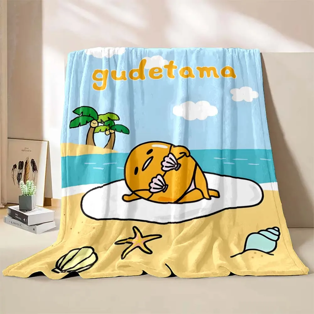 Sanrio Gudetama Egg Pattern Blanket Fluffy Kids and Adult Sofa Bed Throw Blanket Outdoor Travel Camping Sheet Cartoon Blanket