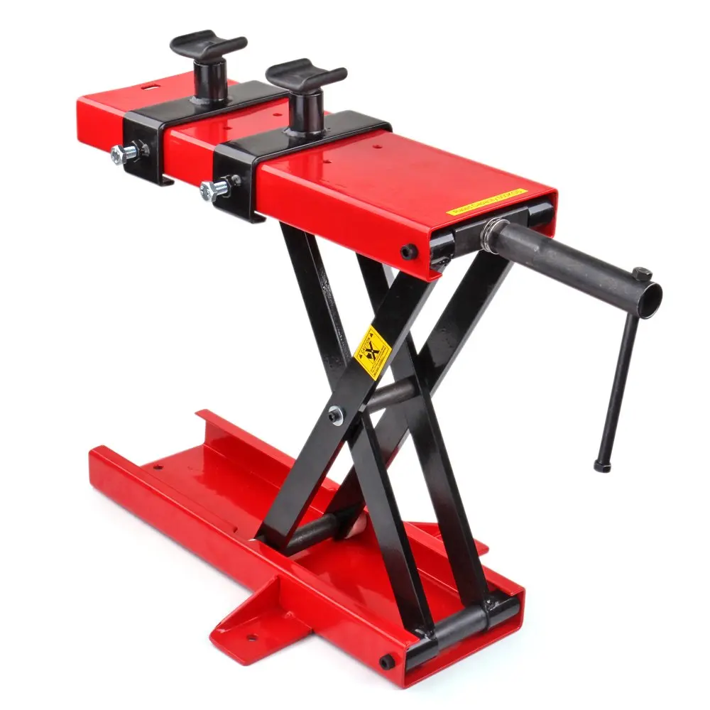 

Motorcycle Center Scissor Lift Jack - 1100 Lbs Bike Lift Jack for Maintenance with Screw Adapters - Solid Steel Lift Jack for St