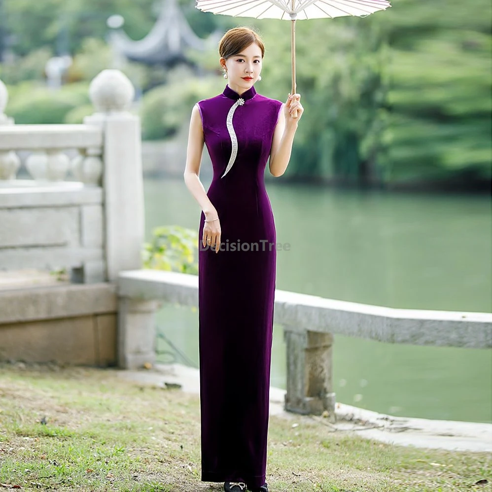 2025 sierlijke high-end banket chinese stijl avondjurk vintage traditionele modieuze cheongsam dagelijks verbeterde dame qipao