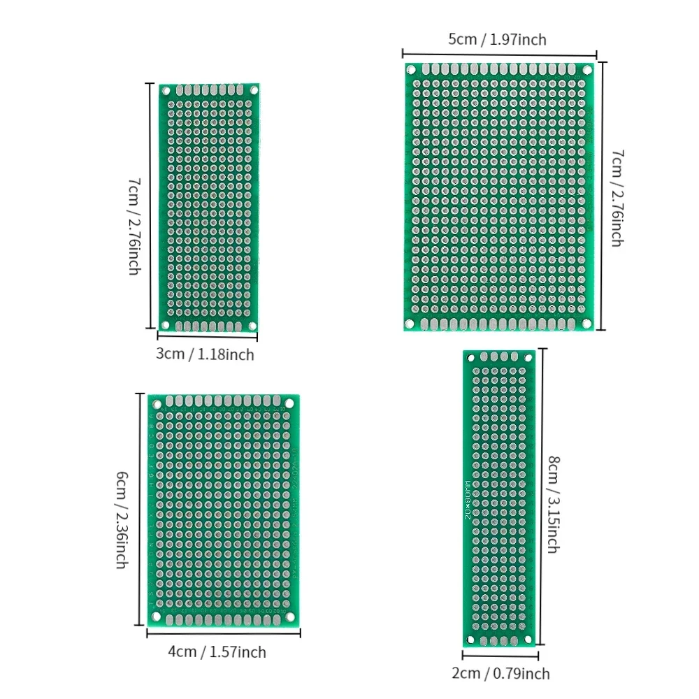 32PCS Double Sided PCB Prototype Kit 4 Sizes 2x8CM 3x7CM 4x6CM 5x7CM Universal Circuit Board for DIY Soldering Projects