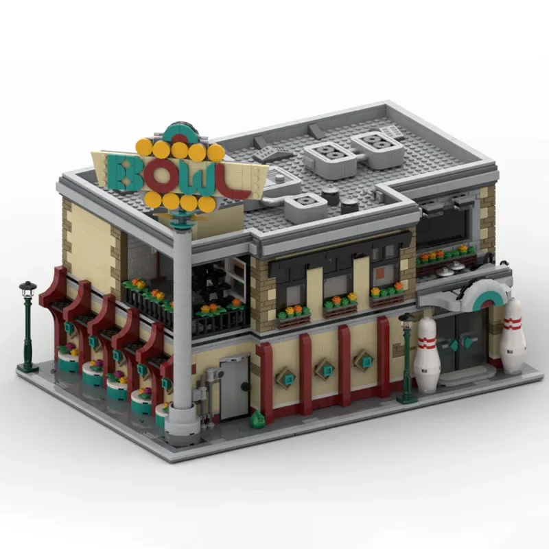 3474PCS MOC City Bowling Suites Street Views Modular Model Building Blocks Stacking Bricks Creative Kid Toy Gift Diy Educational