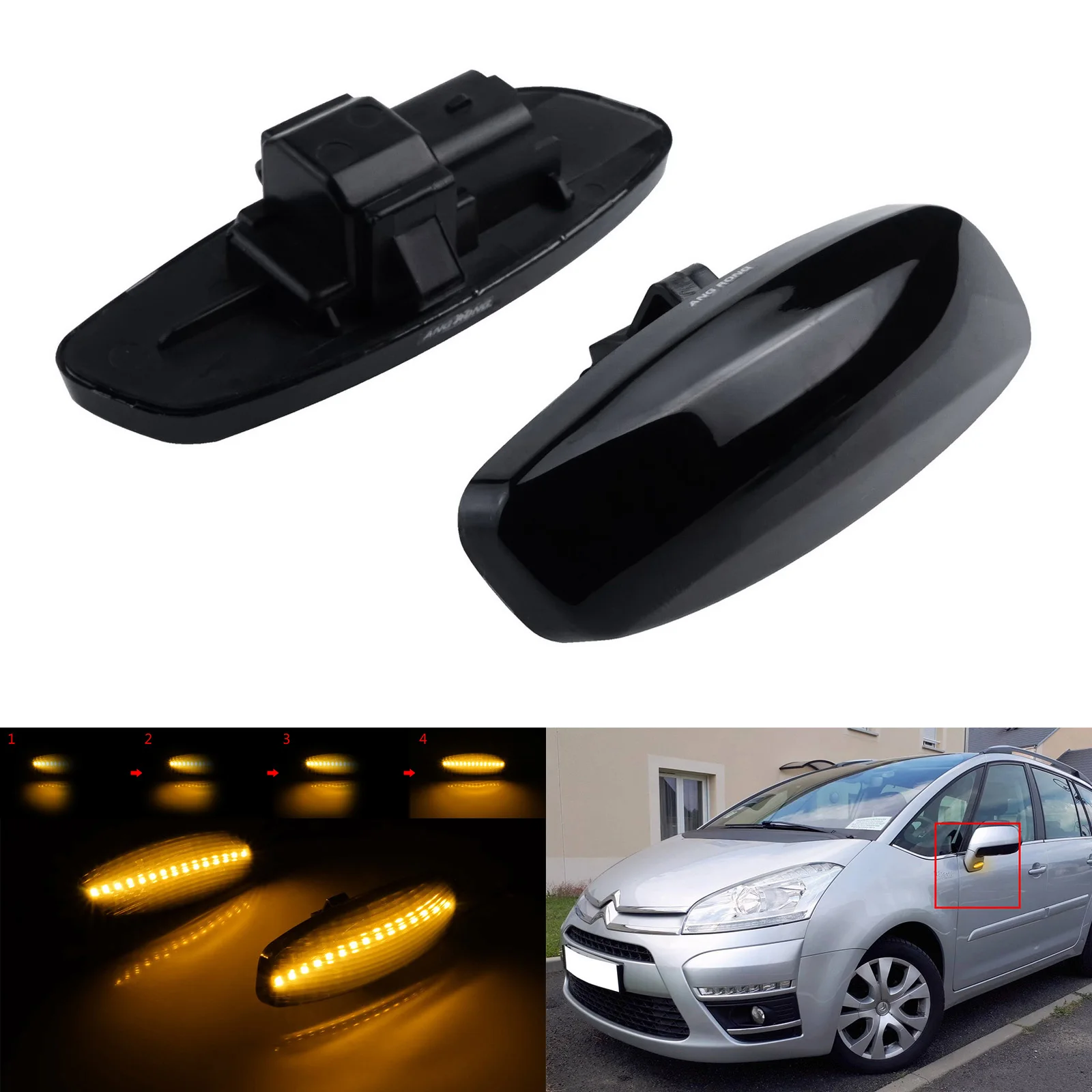 2x For Citroen Peugeot 308 207 5008 RCZ Dynamic LED Repeater Side Indicator Light