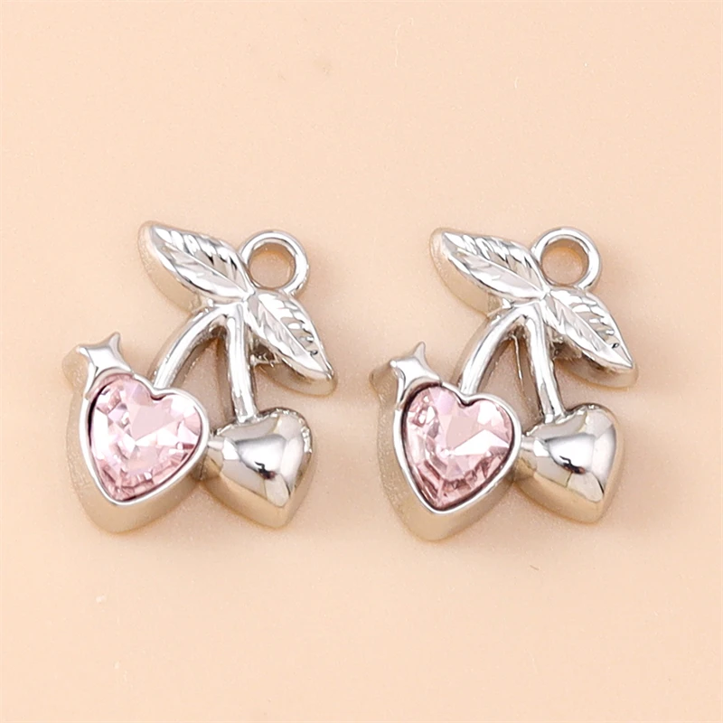 5 Stück 10x12mm Niedliche Mini-Kristall-Frucht-Kirschanhänger für die Herstellung von Halsketten, Ohrringen, Armbändern, DIY-Bastelarbeiten, Schmuckzubehör – Detail 8