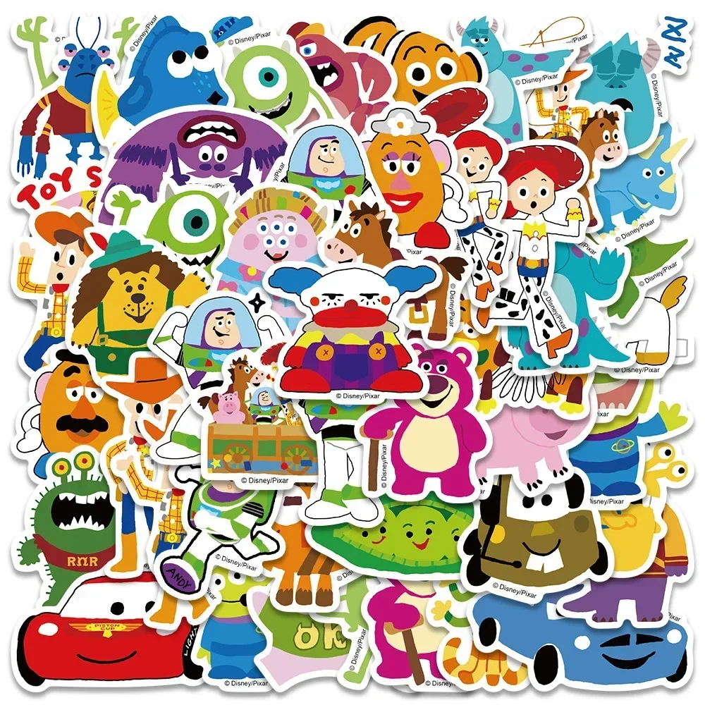 50pcs Disney Pixar Animation Lots-o\'-Huggin\' Bear Lightning McQueen Stickers Graffiti Decals For Kids Laptop Luggage Sticker