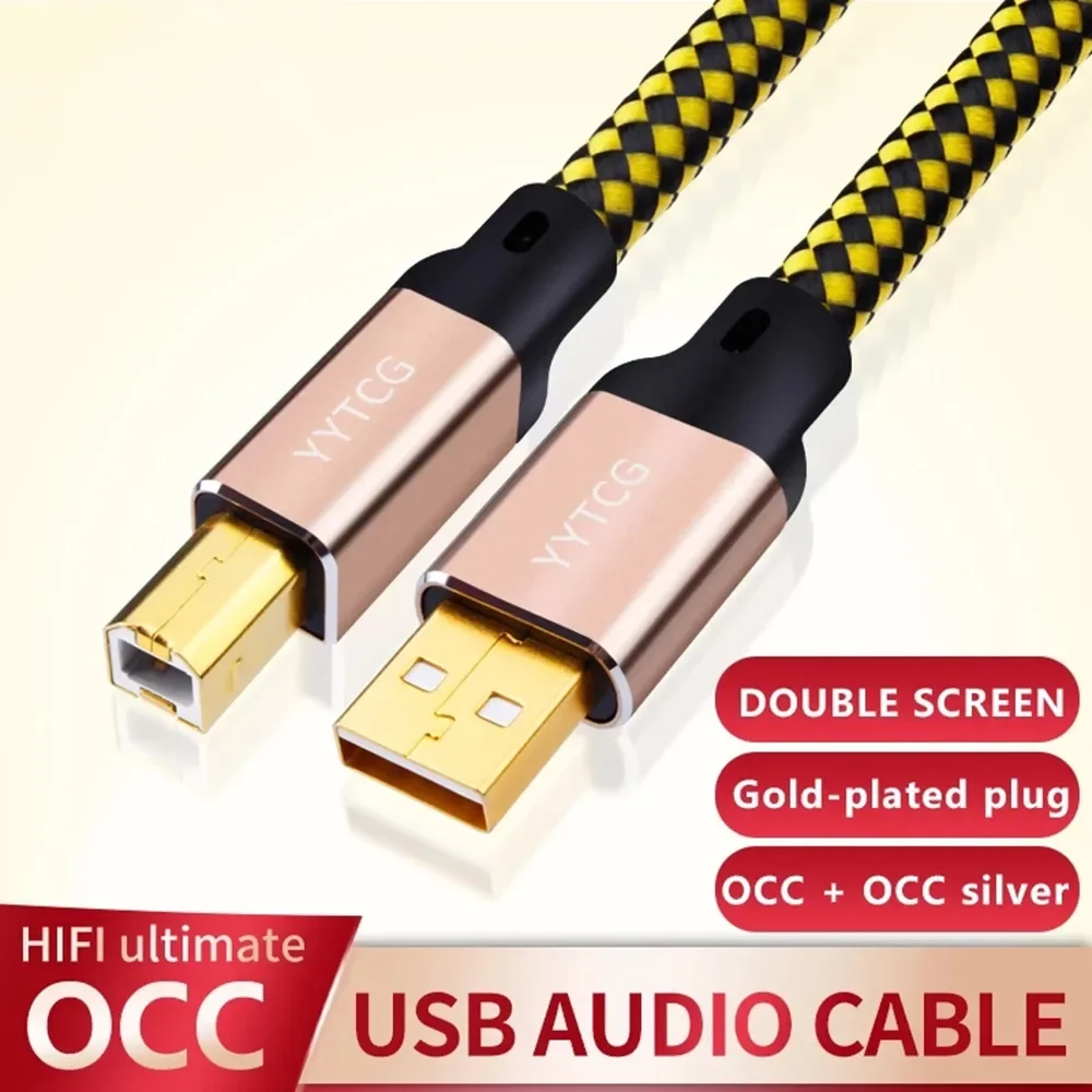 

OCC 6N Double USB 2.0 Single Crystal Copper Extension Cable Type A To Type B USB DAC Data Cable Audio Speaker Monitor 1M 2M 3M