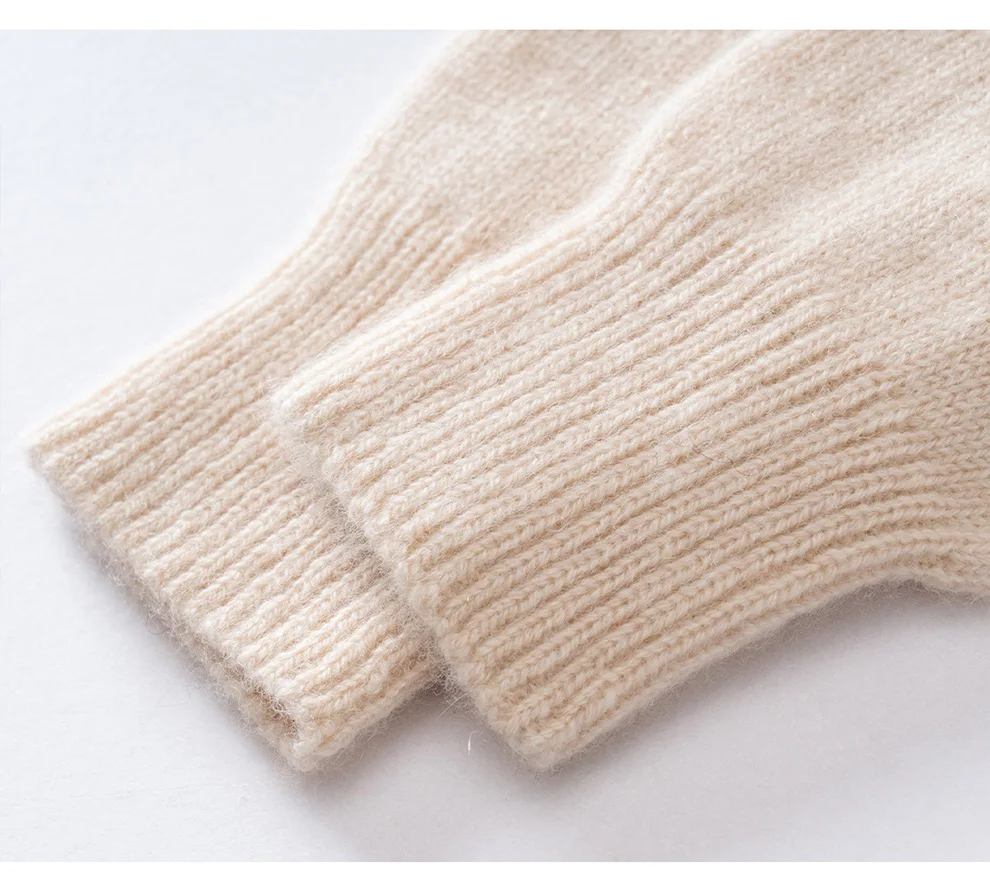 High Quality 100% Pure Cashmere Half Finger Gloves Women Soft Warm With Fourchettes Knitted Gloves For Driving Outdoor Sports