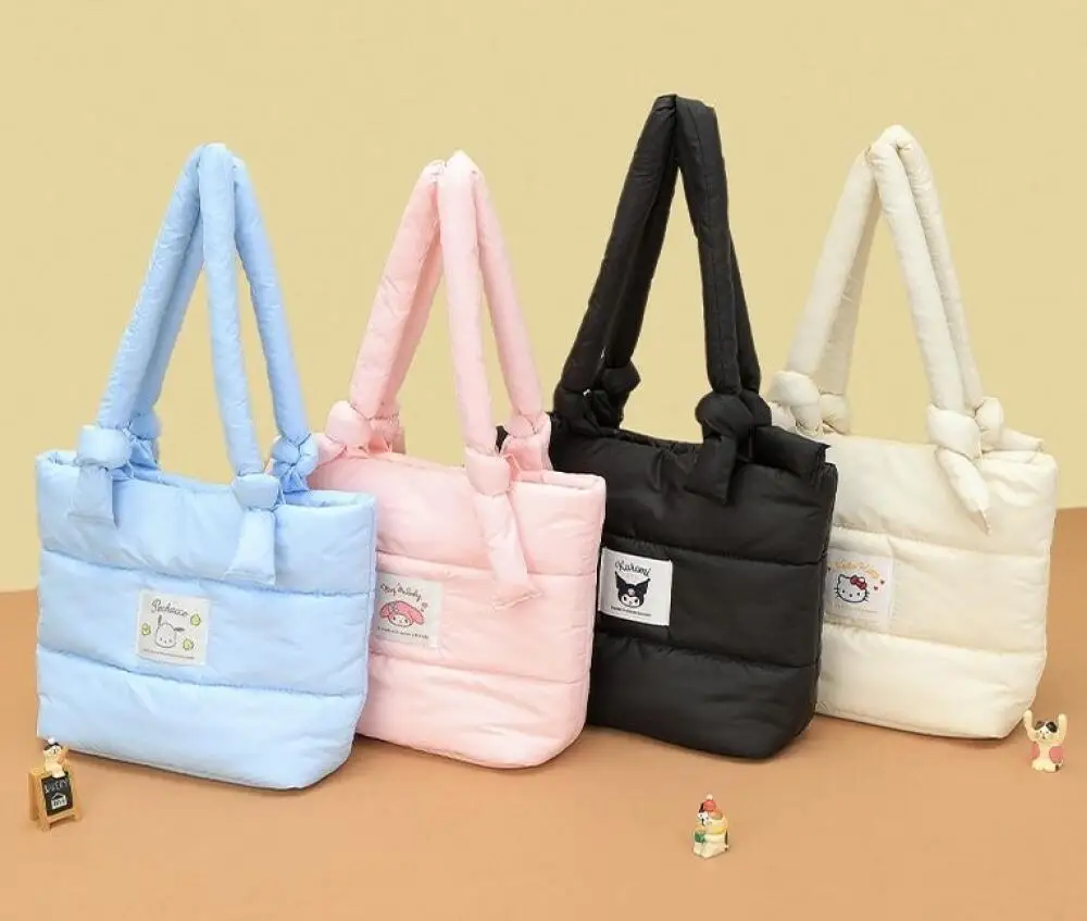 

Сумка-тоут Sanrio Pochacco My Melody Kuromi Hello Kitty с узором пуховика, подарочная, милая, с ручкой-узлом, на плечо