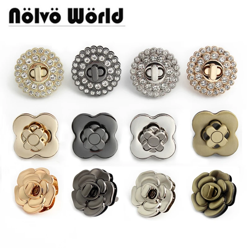1/5/10PCS Metall Kamelie Tasche Dekorative Twist Turn Lock Verschluss Runde Schlösser Verschlüsse Geldbörse Verschluss hardware für DIY Handwerk Machen