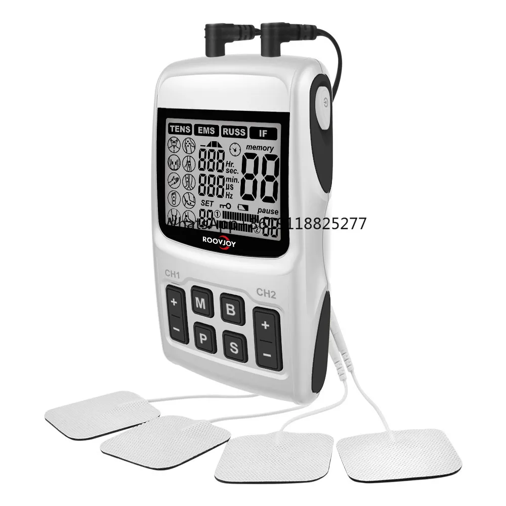 

ROOVJOY R-C101A TENS EMS RUSS IF Electronic pulse Muscle Stimulator Combo Electrotherapy Device for Pain relief