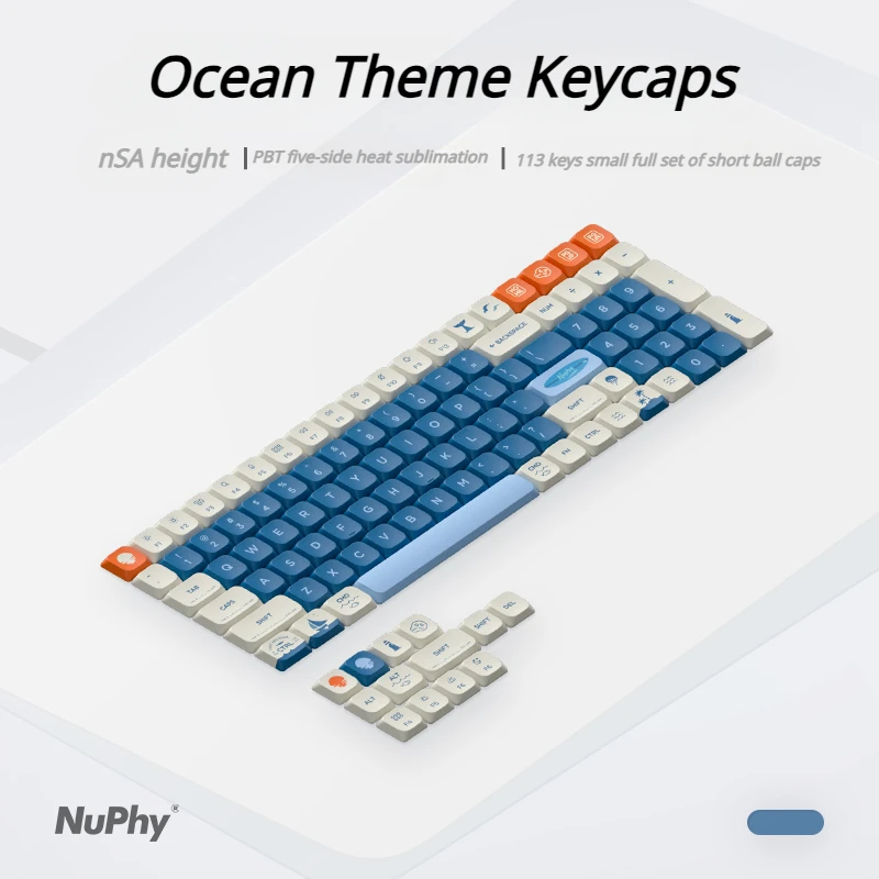 

ECHOME Sea Breeze Theme Keycap for Mechanical Keyboards PBT 5-sided Heat-sublimation 113key Short Ball Caps Low Profile Key Caps